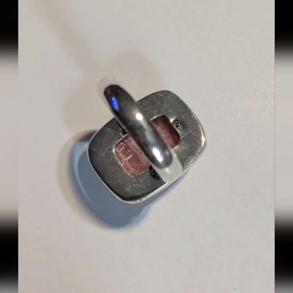 Handcrafted Rhodochrosite Rectangle Banded Ring (8) - Picture 6 of 13